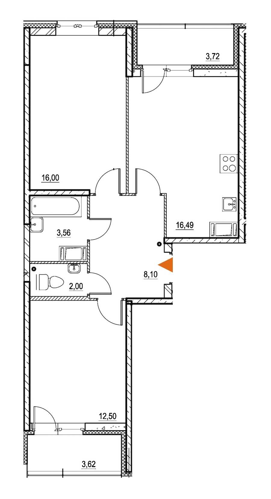 Двухкомнатная квартира в : площадь 62.32 м2 , этаж: 9 – купить в Санкт-Петербурге
